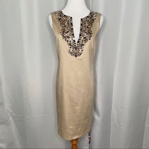 Maggy London jewel split neck sheath dress